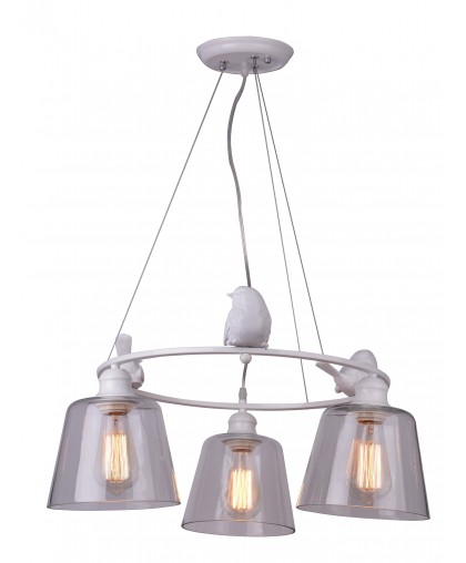 Люстра с птичками Arte Lamp PASSERO A4289LM-3WH, диаметр 60 см, белый
